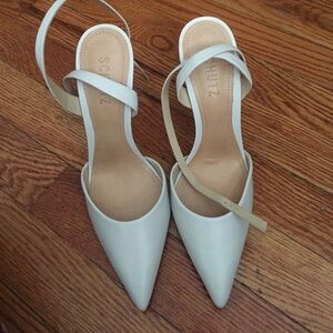 SCHUTZ White Pointed-Toe Sandals